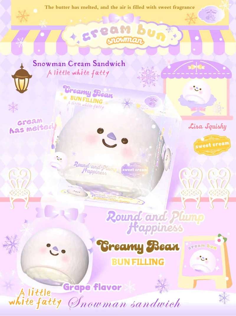 Lisa Snowman Mochi Bun Purple Squishy