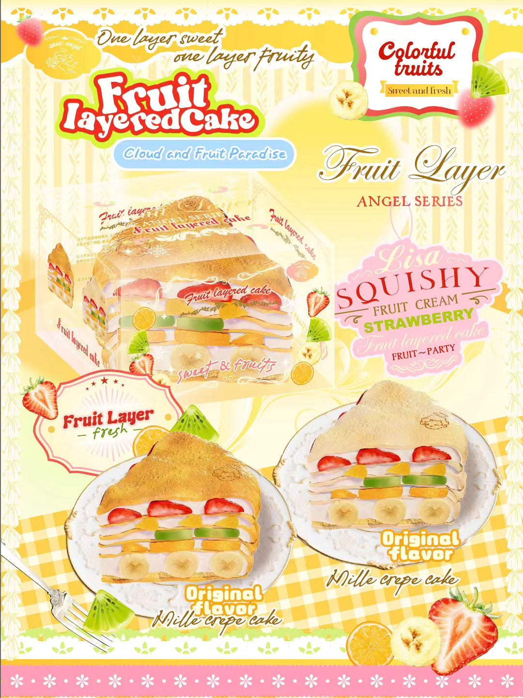 Lisa Fruit Crepe Cake Squishy