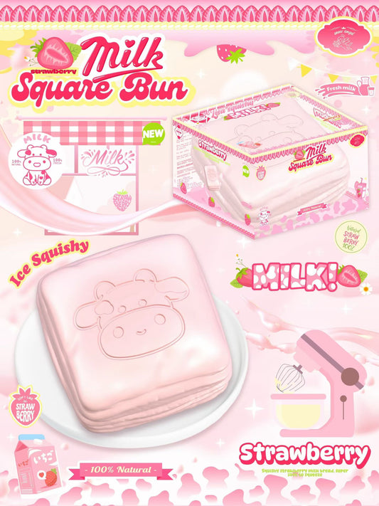 Lisa Strawberry Cow Square Bun Squishy