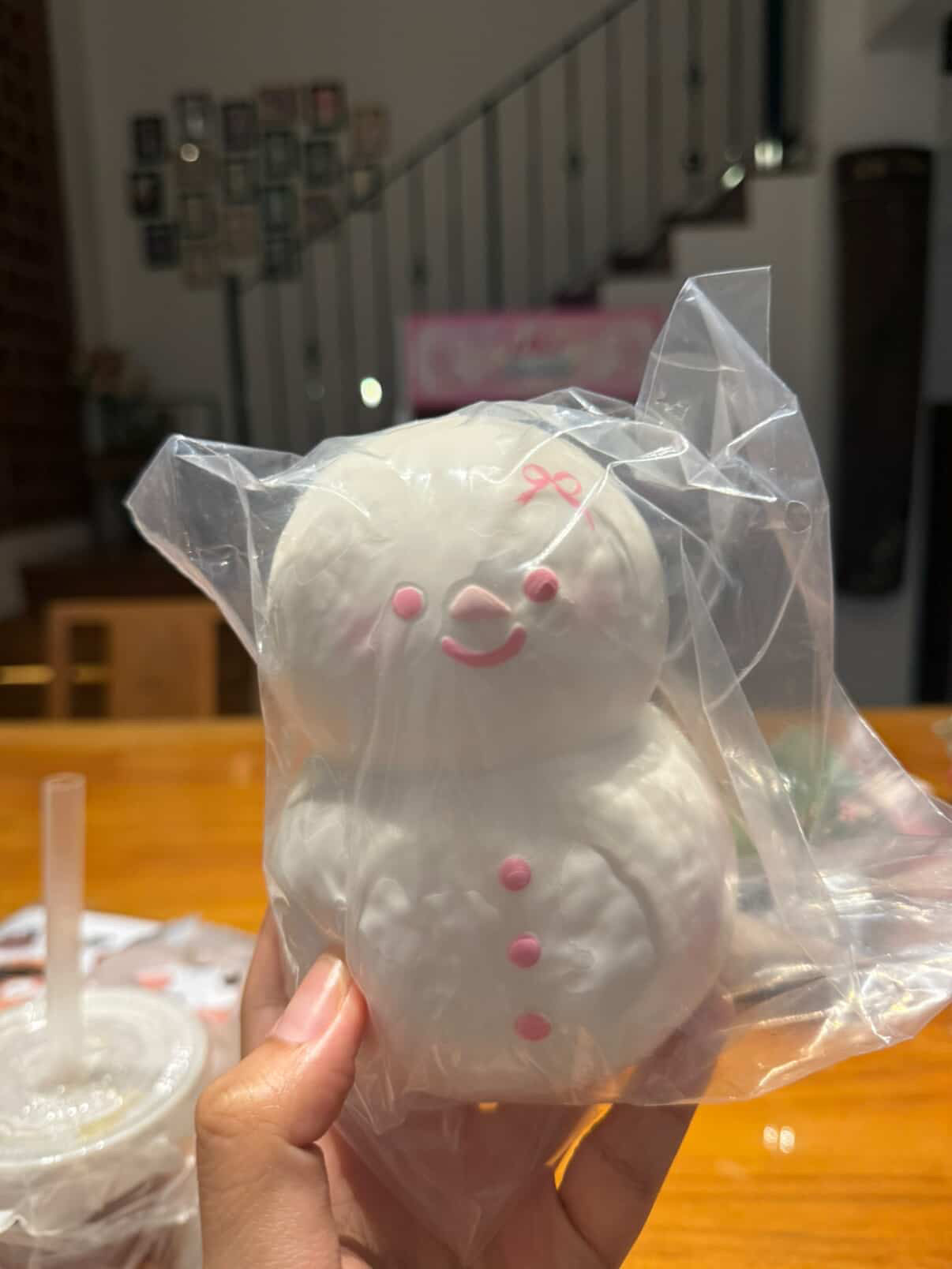 Lisa Rainbow Snowman Squishy V2 ( with ribbon )